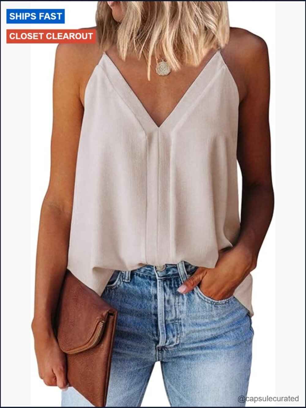 V Neck Strappy Tank Top Loose Casual Sleeveless Shirt Blouse